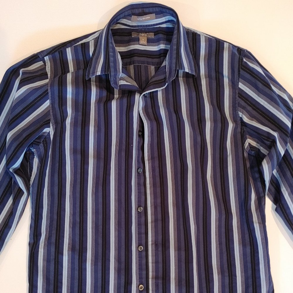 Apt. 9 Superfine 80's Cotton Blue Striped Shirt